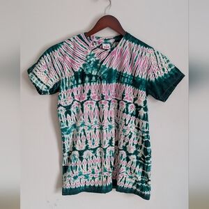 Kanin Originals Tie Dye 100% Cotton T-Shirt, Green & Pink, Size L